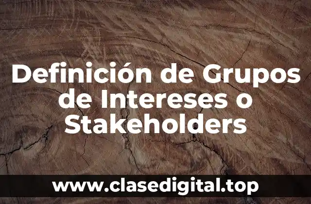 Definición de Grupos de Intereses o Stakeholders