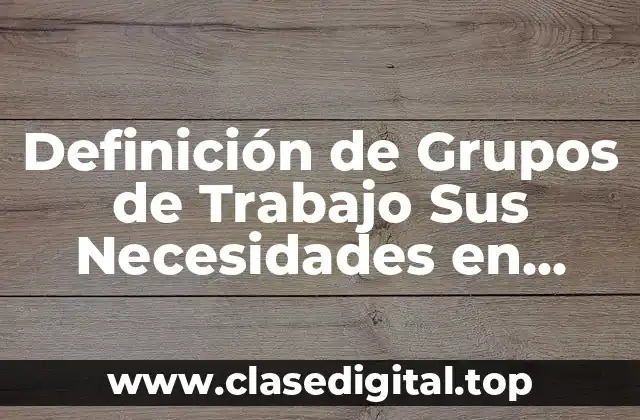 Definición de Grupos de Trabajo Sus Necesidades en Común