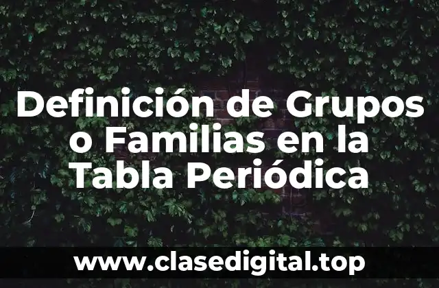 Definición de Grupos o Familias en la Tabla Periódica