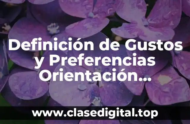 Definición de Gustos y Preferencias Orientación Vocacional