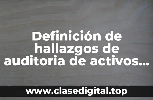 Definición de hallazgos de auditoria de activos fijos