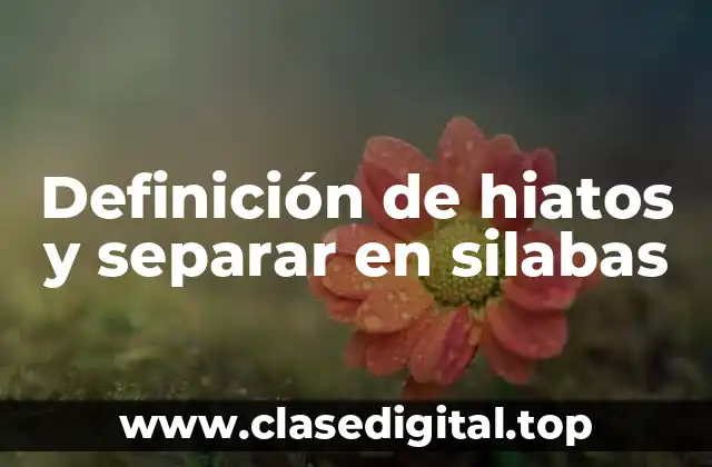 Definición de hiatos y separar en silabas