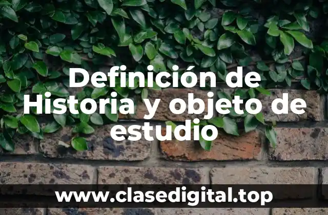 Definición de Historia y objeto de estudio