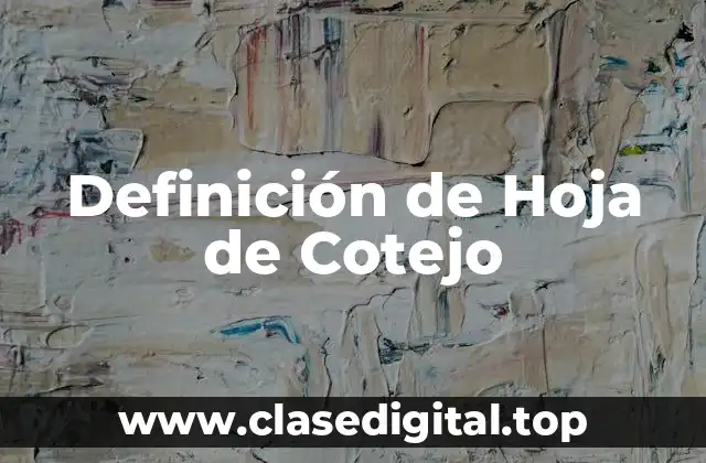 Definición técnica de Hoja de Cotejo