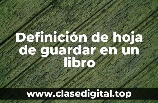 Definición de hoja de guardar en un libro