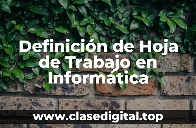 Definición de Hoja de Trabajo en Informática