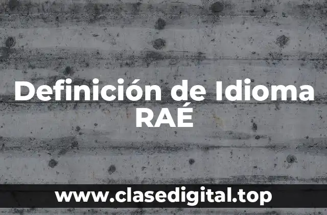Definición técnica de Idioma RAÉ