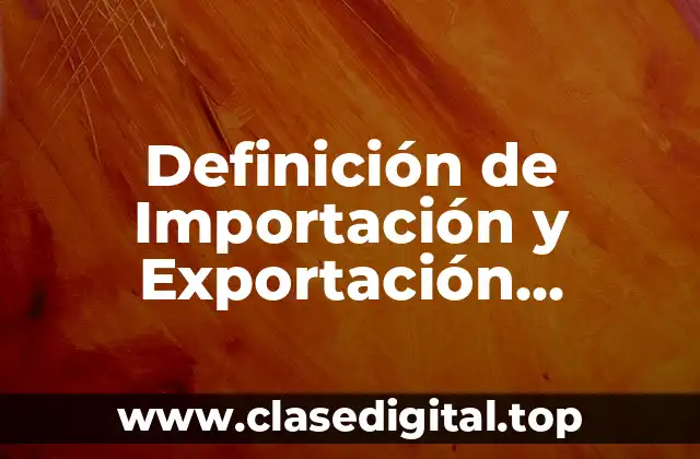 Definición Técnica de Importación y Exportación