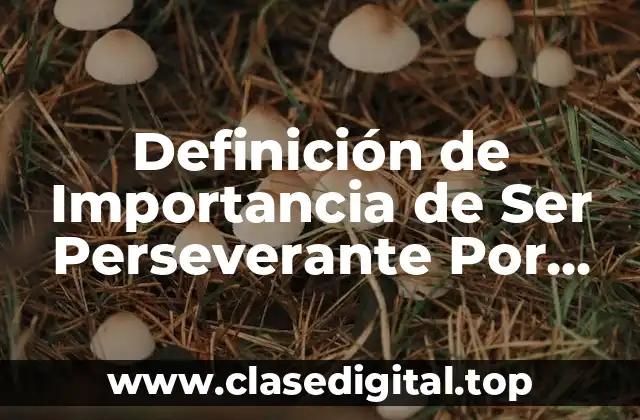 Definición de Importancia de Ser Perseverante Por Qué