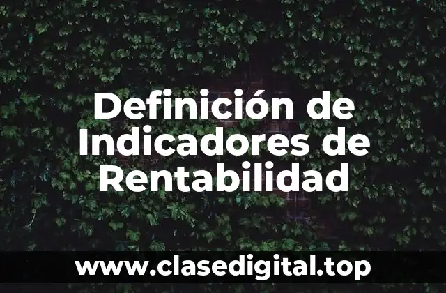 Definición de Indicadores de Rentabilidad