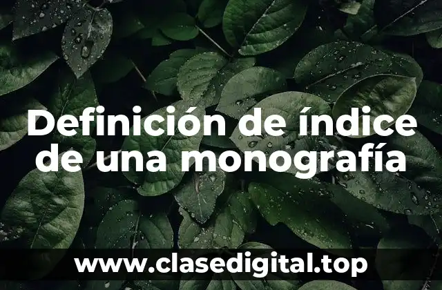 Definición de índice de una monografía
