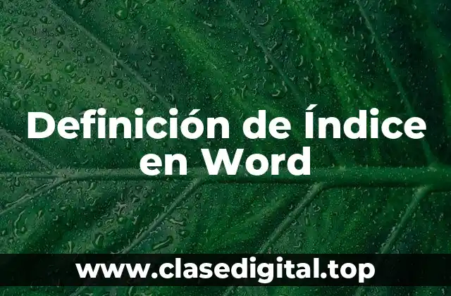 Definición técnica de Índice en Word