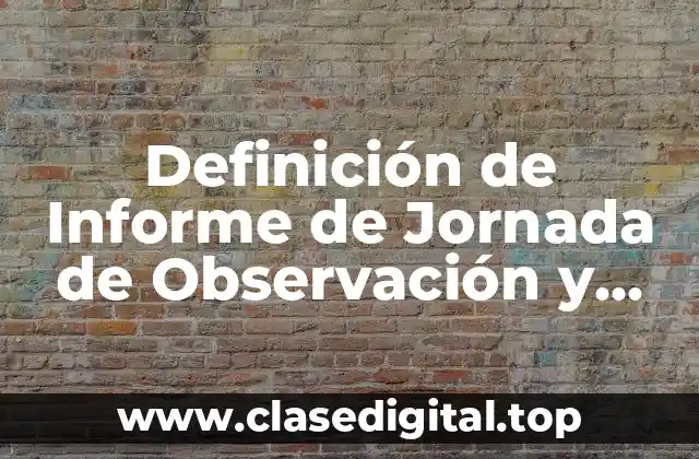 Definición de Informe de Jornada de Observación y Ayudantía Preescolar
