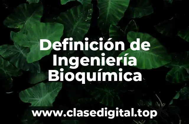 Definición de Ingeniería Bioquímica
