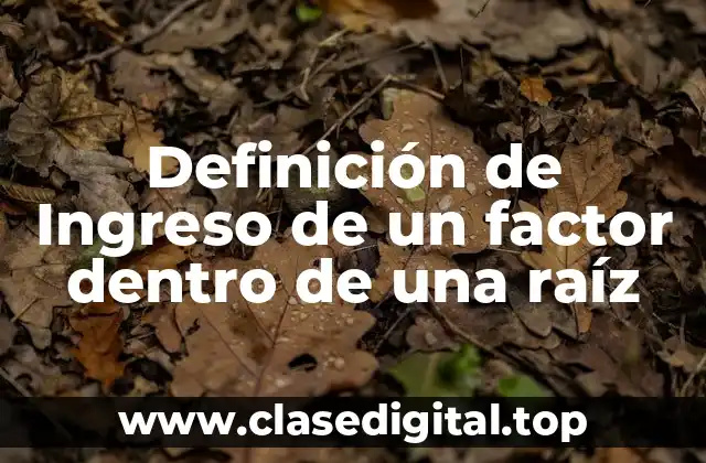Definición de Ingreso de un factor dentro de una raíz