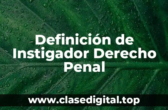 Definición de Instigador Derecho Penal