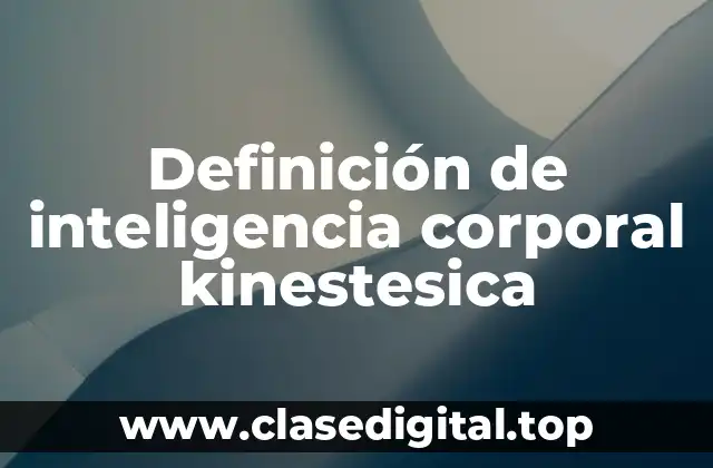 Definición de inteligencia corporal kinestesica