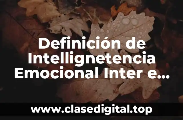Definición de Intellignetencia Emocional Inter e Intra Pesonal
