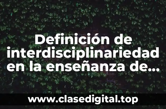 Definición de interdisciplinariedad en la enseñanza de las matemáticas