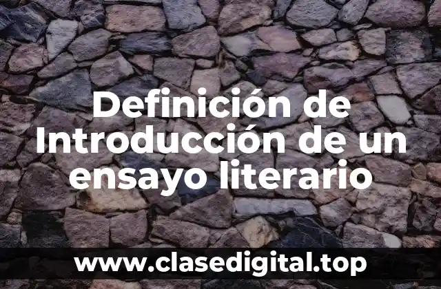 Definición de Introducción de un ensayo literario