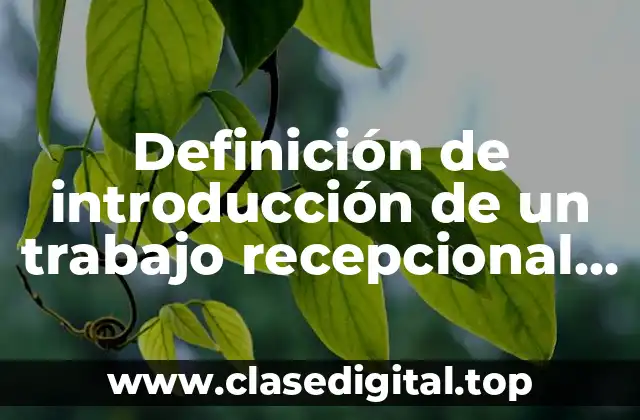 Definición de introducción de un trabajo recepcional sobre educación