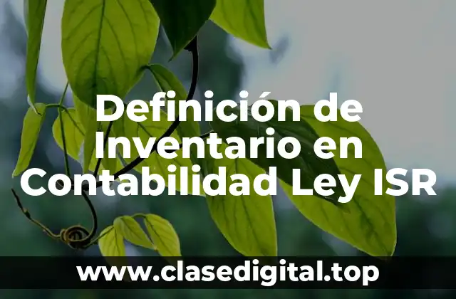 Definición de Inventario en Contabilidad Ley ISR