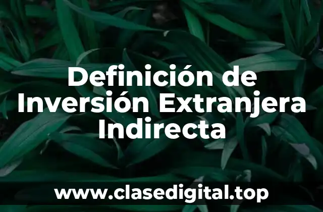 Definición de Inversión Extranjera Indirecta