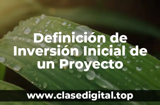 Definición de Inversión Inicial de un Proyecto