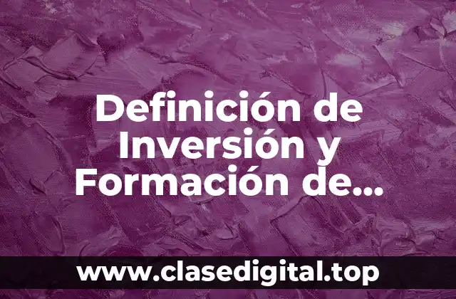 Definición técnica de Inversión y Formación de Capital