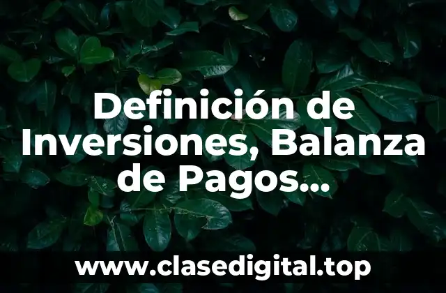 Definición de Inversiones, Balanza de Pagos, Exportación e Importación
