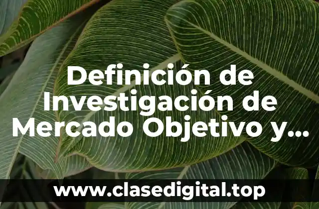 Definición de Investigación de Mercado Objetivo y Importancia