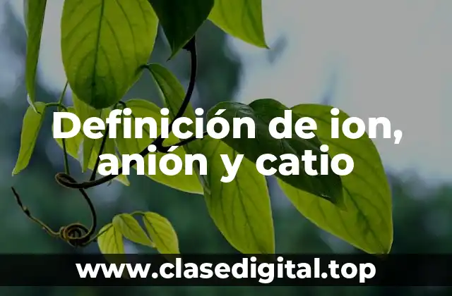 Definición de ion, anión y catio