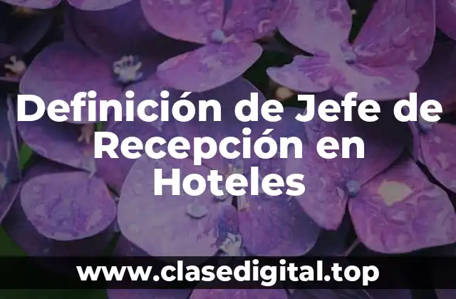 Definición de Jefe de Recepción en Hoteles