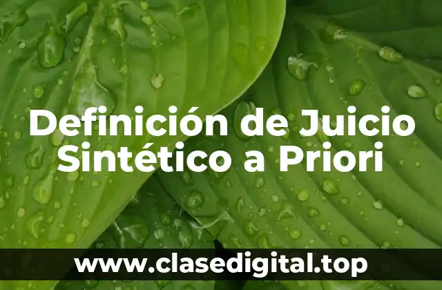Definición de Juicio Sintético a Priori