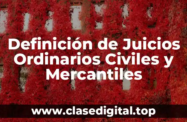 Definición de Juicios Ordinarios Civiles y Mercantiles