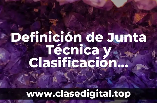 Definición Técnica de Junta Técnica y Clasificación Arancelaria
