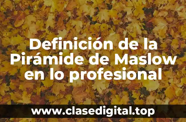 Definición de la Pirámide de Maslow en lo profesional
