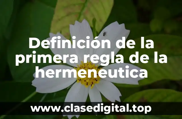 Definición de la primera regla de la hermeneutica