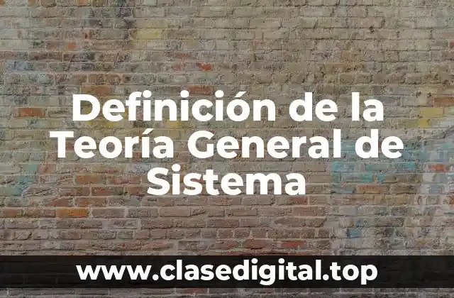 Definición de la Teoría General de Sistema