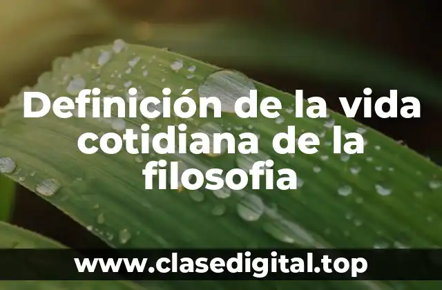 Definición de la vida cotidiana de la filosofia