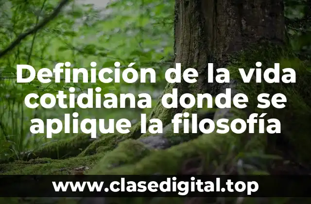 Definición de la vida cotidiana donde se aplique la filosofía