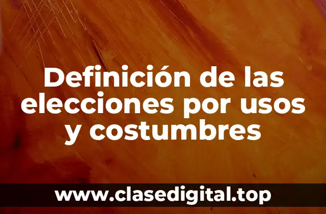 Definición de las elecciones por usos y costumbres