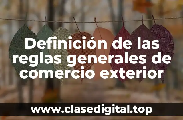 Definición de las reglas generales de comercio exterior