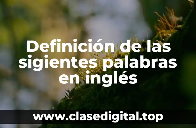 Definición de las sigientes palabras en inglés