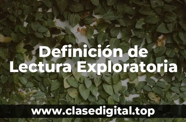 Definición de Lectura Exploratoria