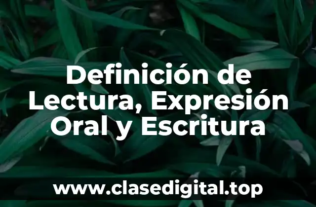 Definición de Lectura, Expresión Oral y Escritura