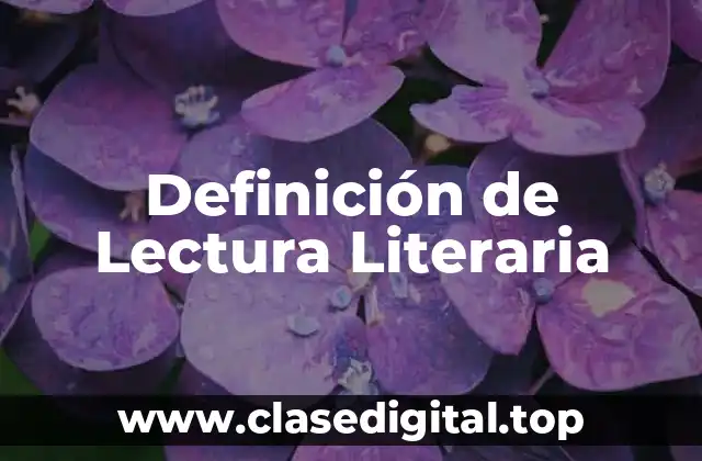 Definición de Lectura Literaria