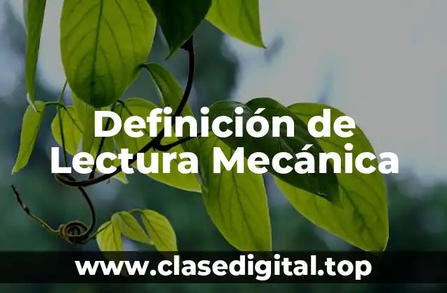 📗 Definición técnica de Lectura Mecánica