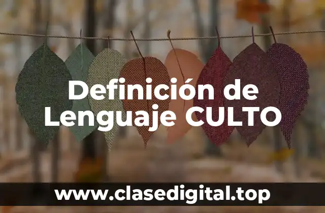 ✔️ Definición Técnica de Lenguaje CULTO