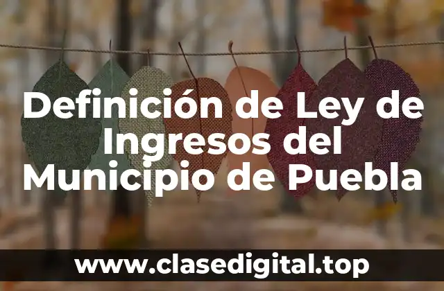 Definición de Ley de Ingresos del Municipio de Puebla